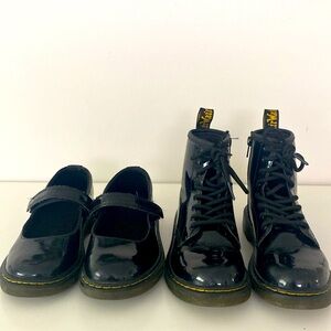 Bundle of Dr. Marten Patent Macy Mary Jane and Delaney Boots Girls size US 2 GUC